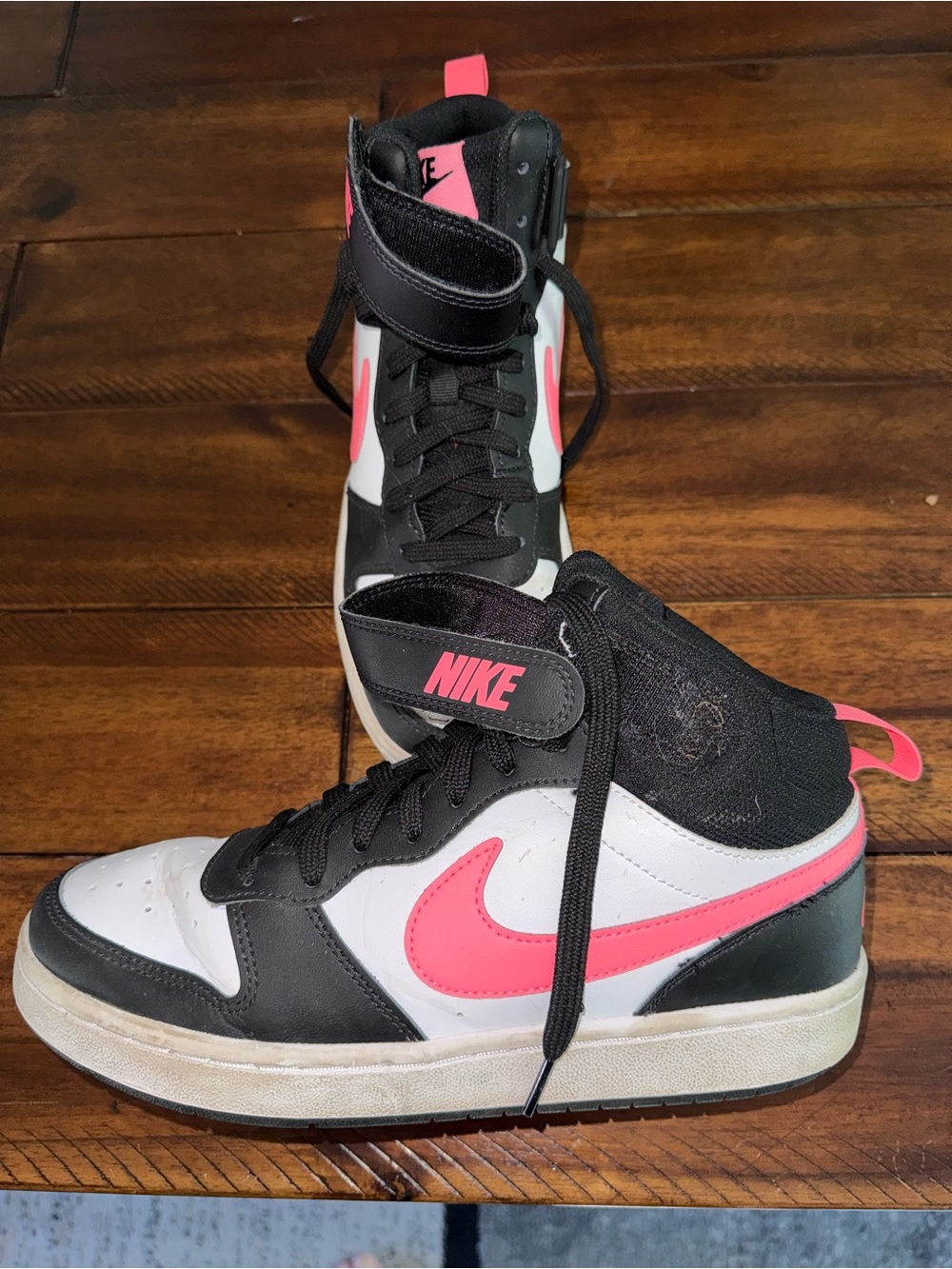 Nike High-Top Sneakers in Black, White & Pink Accent